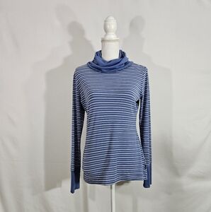 Columbia blue white striped cowl neck Essential Elements top women's size small